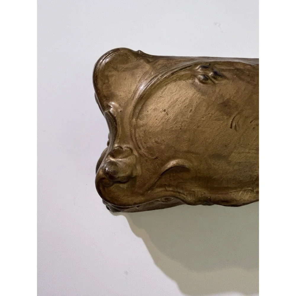 Metal Art Nouveau Angel Cherub Jewelry Casket Trinket box Gold Tone 5